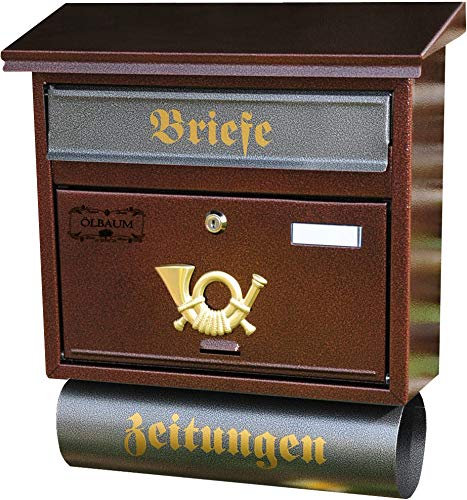 Nostalgie Design Briefkasten, Motiv mit WETTERSCHUTZ, zweifarbig, Zeitungsrolle groß, Katalogeinwurf,