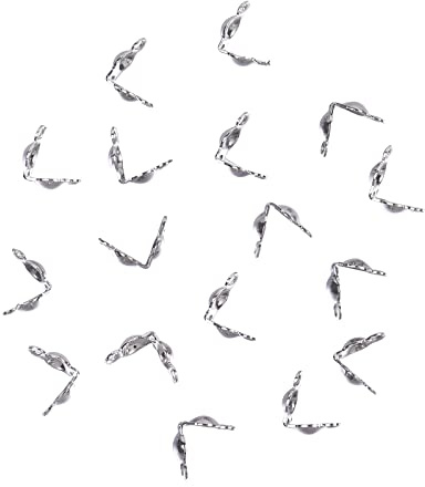 Airssory 200 Pcs En Acier Inoxydable Embouts De Perles Calotte Extrémités Clamshell Noeud Couverture Chaîne Extrémités Caps Collier Attache À Sertir Fermoir pour la Fabrication de Bijoux - 5x3mm