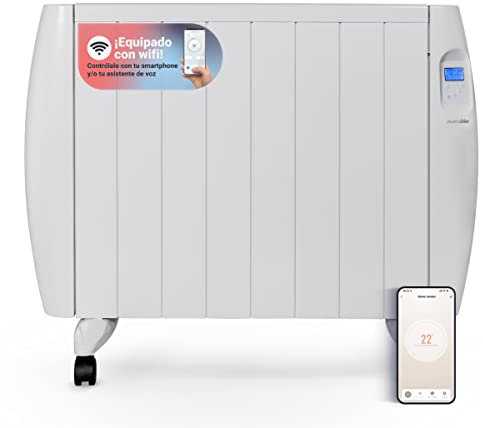 UNIVERSALBLUE Emisor Térmico con WIFI | Bajo Consumo 2000W | Radiador Eléctrico con 8 Elementos | Pantalla Digital