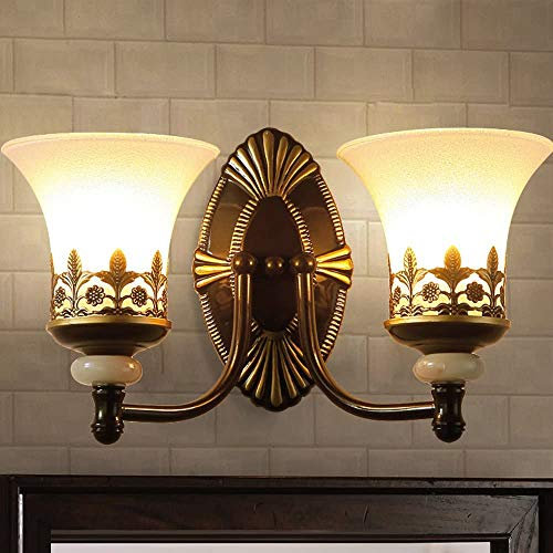 E27 Retro Wandleuchte Rustikal Industrie Design Glas Kerzen Wandspots Wandlampe für Klassisch Vintage Esszimmer Schlafzimmer Wohnzimmer Treppen Korridor Balkon Studie Büro Bar, 2-flammig, D46cm