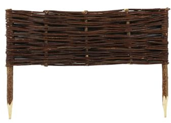 Valla de borde – Tamaño de la valla de 60 x 20 cm, 10 piezas, valla de sauce para martillar en el suelo, empalizada para separar caminos de parterres y parterres de jardín