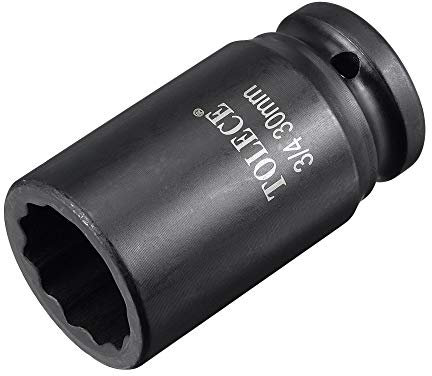 sourcing map Douille à choc profonde 3/4 30 mm 12 points, acier CR-MO longueur 78 mm, tailles métriques