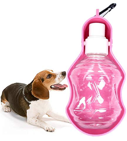 Gourde pour Chien Voyage Bouteille d Eau pour Chien Chien Bouteille d'eau avec Bol Chien Voyage Accessoires Chien Marche Accessoires Pink,250ml