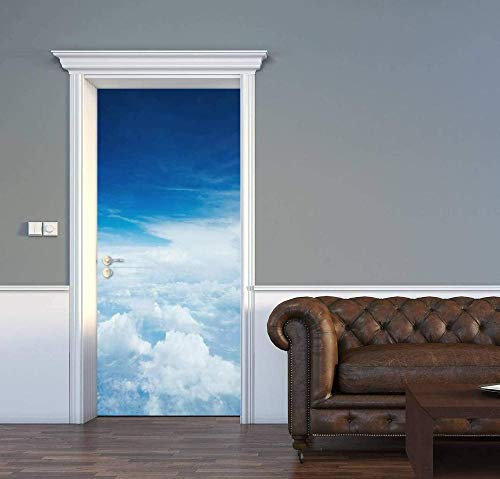 LuSeven türfolie selbstklebend Blaue weiße Wolken Natur Landschaft 77x200cm 3D Türaufkleber Wandbild Türtapete Selbstklebend Art Kunst Leinwand Poster Drucken Türtapete selbstklebend TürPoster