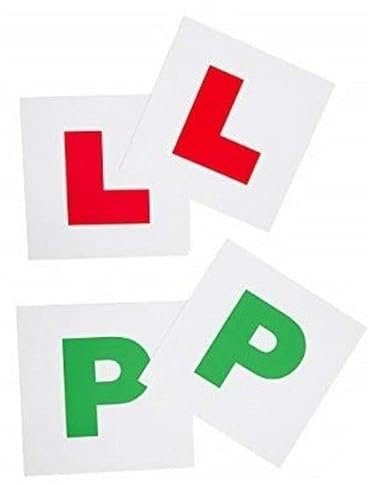 Opucore Fully Magnetic 2 Red Car L-Plates and 2 Green P-Plates, Extra Strong Magnet, 4 Pack for New Drivers, Self Adhesive, Easy to remove, Non Scratch vehicle paint