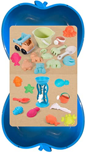 Sandbox Sandkasten in Apfelform XL (2X blau + 24-TLG Bio-Set)