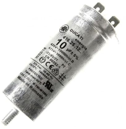 Condensatore 10 mF 450 V universale Asciugatrice 481981729147, C00770241, 481010743850 WHIRLPOOL Asciugatrice 481981729147, C00770241, 481010743838888810108383888101010888388850 WHIRRO LPO