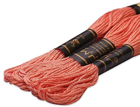 UMC STAG 3 Stück Premium Stickgarn | 100% ägyptische Baumwolle Premium Knäuel | Kreuzstich Sticktwist | Oeko TEX zertifizierte Baumwolle (Apricot 328)