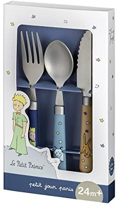 PETIT JOUR - Set De Couverts D'apprentissage Pour Enfant 24Mois+ - Couteau, Fourchette Et Cuillère - Inox & ABS - Lavable Au Lave-Vaisselle - Le Petit Prince