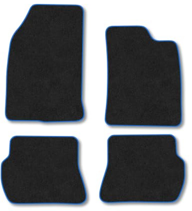 Fits Ford Fiesta (2002-2008) Carpet Car Mats | Blue Edge Trim Tailored Fit Floor Mats Full Coverage Protection Accessories Easy Clean Anti Slip Made in the UK