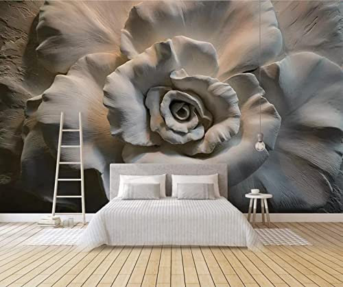 Papier Peint Panoramique Fleur Rose En Relief Papier Peint 3D Personnalisés Intissé Décoration Murale 250x175cm