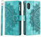 VEEMOS Wallet Case for iPhone X/XS Flower Flip Case Protective Leather Folio Book Phone Cover with Card Slots Kickstand Zipper Pocket - Green