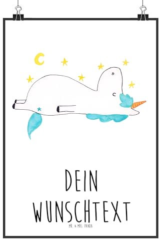 Mr. & Mrs. Panda Wandposter Einhorn Sternenhimmel DIN A2 - Personalisierte Geschenke, Poster Selbst Gestalten, Personalisiertes Bild, Einhörner, Unicorn, Verrückt, mit Namen, Sterne