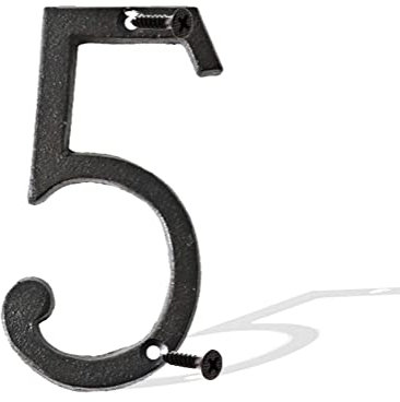 Numéros de maison en fonte de 14 cm - Numéros de boîte aux lettres solides pour intérieur et extérieur - Pour projets de bricolage - Lettres murales à suspendre - Numéro 5