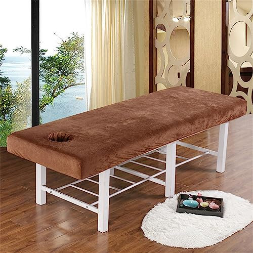 Highdi Bezug für Massageliege mit Loch, Kristallsamt Dick Waschbare Beauty Bettbezug Elastisches Massagetische Bezug Weiches Atmungsaktiv Massagebett für Spa, Schönheits (190X80CM,Kaffeefarbe)