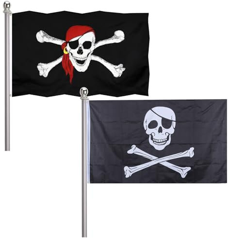 Bandera Pirata,Bandera De Cuchillo De Cruz Y Bandera,Jolly Roger Bandera,Bandera Con Calavera,Bandera Pirata PequeñA,Bandera Pirata Con Bandana Rojo,2pcs