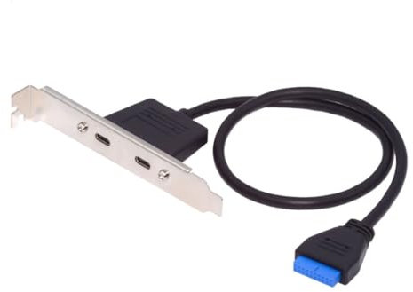 chenyang Cavo di prolunga USB 3.0 per pannello frontale, 19/20 pin, da 1 maschio a 2 USB C femmina, per pannello posteriore, con staffa PCI-E da 12 cm