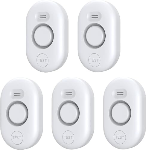 5 Pack Water Leak Detectors for Home, 100dB Water Sensor Alarm for Basement,Flood Leakage Detection Devices for Pipe/Drain/Sink/Faucet Drip Alert,Floor Flooding in Bathroom/Kitchen/Toilet/Laundry Room