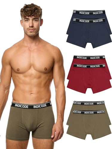 Indicode Herren INMilano Unterwäsche Boxershorts 6er Pack aus 95% Baumwolle | Bequeme Boxershorts im praktischen 6er Pack mit hohem Tragekomfort, Unterwäsche, Unterhosen, Baumwollboxer für Männer