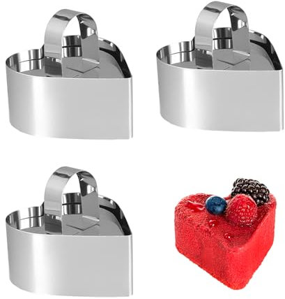 Wekuw 3 Pièces Emporte Piece Patisserie(Forme de Coeur) Cercle Patisserie Moules à Pâtisserie Anneaux à Dessert Petit Cercle à Gâteau Convient pour la Cuisson de Desserts et de Gâteaux Mousse