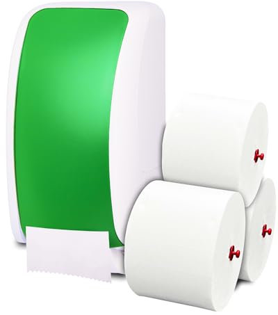 Cosmos Toilettenpapierspender Doppelrollen Set - 1 Spender für Cosmos Toilettenpapierrollen + 360m Toilettenpapier- 3 lagig - Ultra ERGIEBIG wie 26 übliche Rollen - Wandmontage, Weiß/Grün