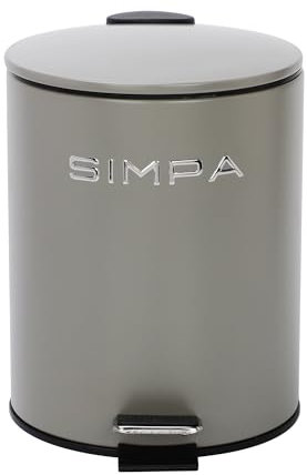simpa 5L 5 Litre Matt Dark Grey Slim Soft-Closing Pedal Dustbin.