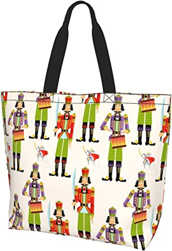 SJOAOAA Tote Bag Shopping Shoulder Handbag Hiking Politeey Сhristmas Nutcrackers Purses Bag