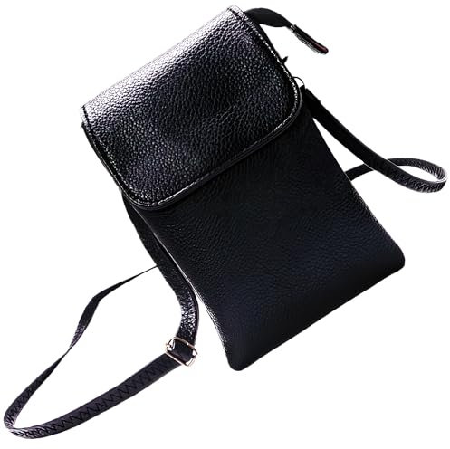 JNTMIKUN Sac pour téléphone portable à suspendre pour femme - Avec sangle de poche réglable - Petit téléphone portable - Noir