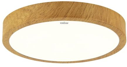 Licht-Erlebnisse LED Deckenlampe rund Ø 48 cm IP44 in Holz-Optik 4100 K neutralweiß blendarm Badezimmerleuchte Decke Deckenleuchte Bad LUCA