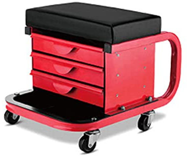 OZBME Siège à roulettes pour Atelier de Garage, siège de Travail Roulant, pour Tabouret de mécanicien d'atelier, avec roulettes, avec Plateau d'équipement et Porte-Outils, siège rectangulaire