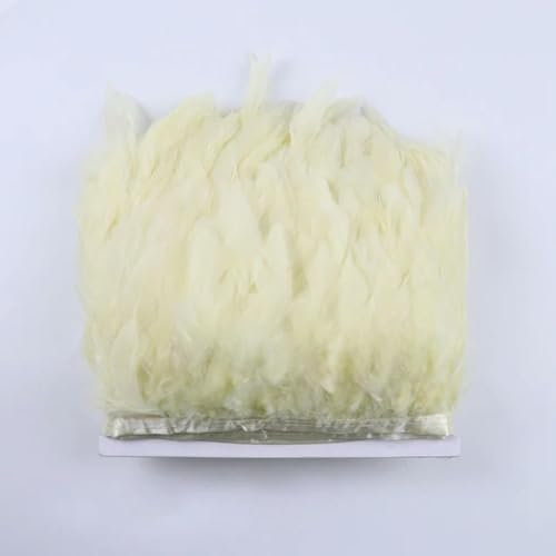 XDMING 1 Meter weiße Hahnenfedern, Fransen, 10–15 cm, Federband zum Nähen, Karneval, Kleidung, Dekoration, Zubehör, Basteln