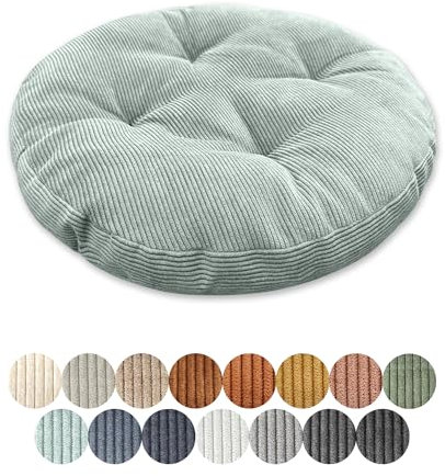 Lsjoaw Sitzkissen Rund 30cm Dicke 6cm 1 Stück Bodenkissen Rund Sitzpolster Stuhlauflage Sitzpolster Stuhlkissen Polster Auflage für Wohnzimmer Büro Konferenzraum Cordstoff (MintgrüN)