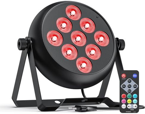 Rtktoup RGBW LED Par Scheinwerfer, 9 LED Par Strahler DMX 5/8CH mit Fernbedienung und 4 Steuermodi, Discolicht Bühnenlicht für DJ Disco Bar Party Hochzeit Weihnachten Haloween