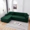 Elastische, einfarbige Sofabezüge für Wohnzimmer, Eckcouch, L-förmig, Chaiselongue, Stuhl-Schonbezüge, Grün, 4-Sitzer, 235 x 300 cm