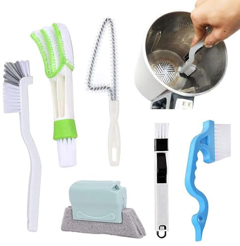 Lot de 6 brosses de nettoyage pour rainures de fenêtre, porte, nettoyage de tous les coins et espaces, kit de nettoyage pour tous les coins et espaces, fentes de fenêtre