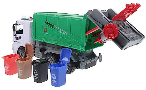 ibasenice Jouet Éducatif De Simulation De De Nettoyage Camion Poubelle pour Jouet Et Anti-Chute Sensibilisation Classification Déchets Anniversaire pour Garçon Fille