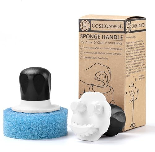 Sponge Hub Handle for Scrub Daddy Sponges | Ergonomic Palm Brush Holder for Oven, Stove, Bathroom – 2 Pack (Sponges Not Included)