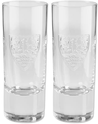 VfB Stuttgart Schnapsglas Logo Relief 2er Set, 7 cl + Digni Sticker