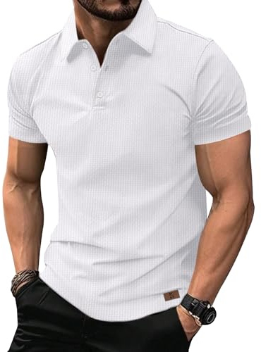 SwissWell Poloshirt Herren Kurzarm Atmungsaktiv T-Shirt für Herren Sommer Golf Tennis Polo Shirts Männer Weiß XL