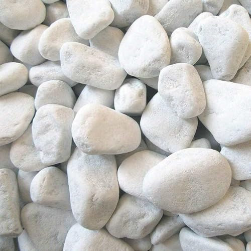 Ciottoli Bianco Valle D'Itria Pietre Sassi Naturali Decorativi Giardini Aiuole Vasi Vendita a Kg (1, 25/40 mm)