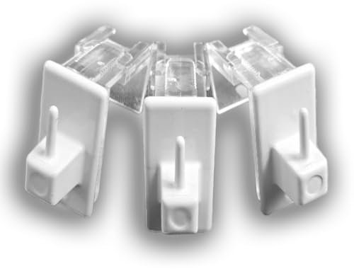 Byour3 - Set 4 pz Ganci per Tenda Senza Bucare - Trasparenti regolabili per Bastoni per Tende a Vetro Supporti x tende finestra SENZA FORARE infisso - Gancini tenda NO FORO (Bianco, da 6 a 9 mm)