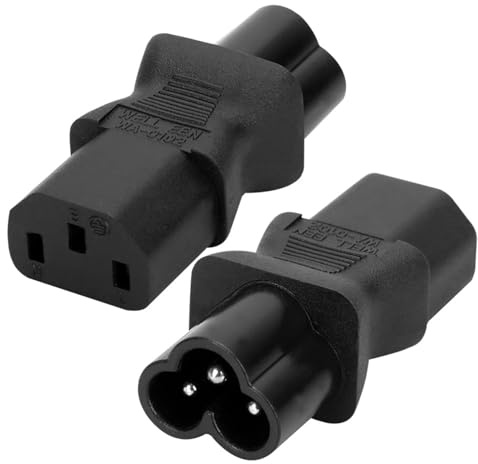 Powice 2 Stück Stromadapter Kaltgeräte IEC-Stecker C6 auf C13-Buchse,10A 250V IEC 3Pol Stecker auf Mickey Mouse 3Pol Buchse Netzteil,C13 auf C6 AC Adapter