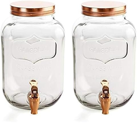 Quid Habitat Distributore di bevande con rubinetto, vetro goffrato, rame, 3 litri Messaggi 3L rame (Confezione da 2)