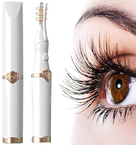 Beheizbar Elektrische Wimpernzange 2 in 1 Wimpernformer Beheizt Heated Eyelash Curler USB Heated Lash Curler mit Wimpernbürste mit 3 Temperaturmodi für Lang anhaltenden Lockeneffekt (Weiß)