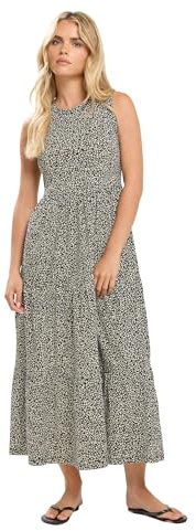 M&Co Petite Animal Print Cotton Sleeveless Tiered Maxi Dress - Women's Black