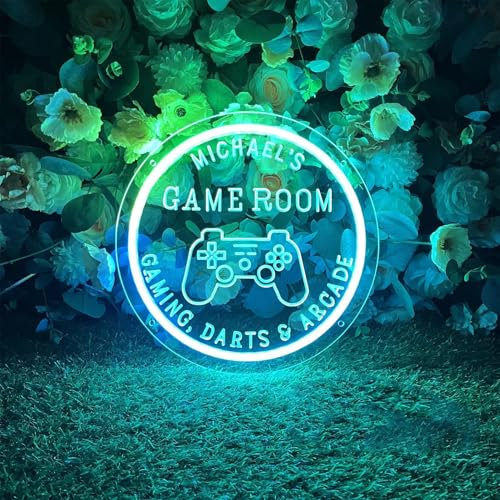 Enseigne néon de jeu personnalisable pour nouvelle arcade rétro - Cadeau pour adolescent, enfant, garçon, garçon - Panneau lumineux à intensité variable pour chambre à coucher, salle de jeux, centre