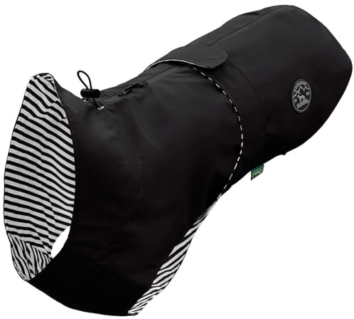 Hunter Hunde-Regenmantel Milford, Farbe: schwarz, ergonomische Passform für optimalen Schutz, individuell verstellbar, Reißverschluss für Geschirrträger, pflegeleicht & waschbar bei 30 °C, Größe: 65