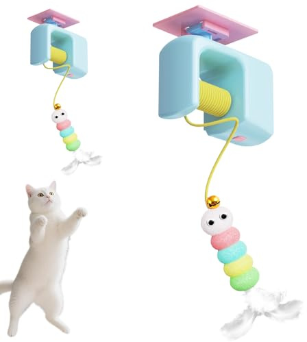 Self Adhesive Ceiling Cat Teaser, Meowvo Upgraded Smart Ceiling Cat Teaser | Interactive Electric Pussy Toy With Self Adhesive Suction Cup Indoor Door Frame Hanging