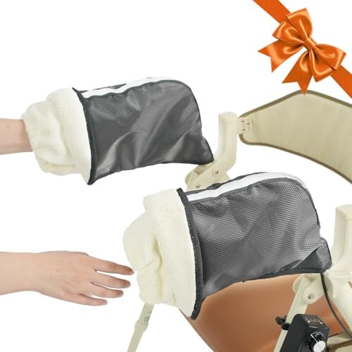 VOCIC Rollator Handschuhe OT01, 360° Windschutz, doppelte Wärme mit Fleece, Regen-und schneesicher, Ideal als Zubehör für Rollator, Rollstuhl, Fahrrad, Winterhandwärmer für Damen & Herren, schwarz