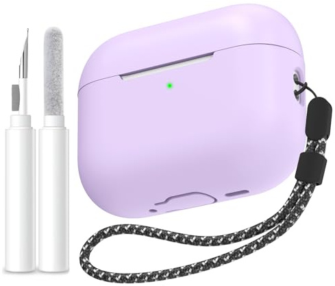 AhaStyle Hülle für AirPods Pro 3 (2025) Mit Reinigungsstif/Handschlaufe | Kabelloses Laden, Front-LED Sichtbar, Premium-Silikon, Rundumschutz, Stoßfest, AirPods Pro 3.Gen Kopfhörer Zubehö